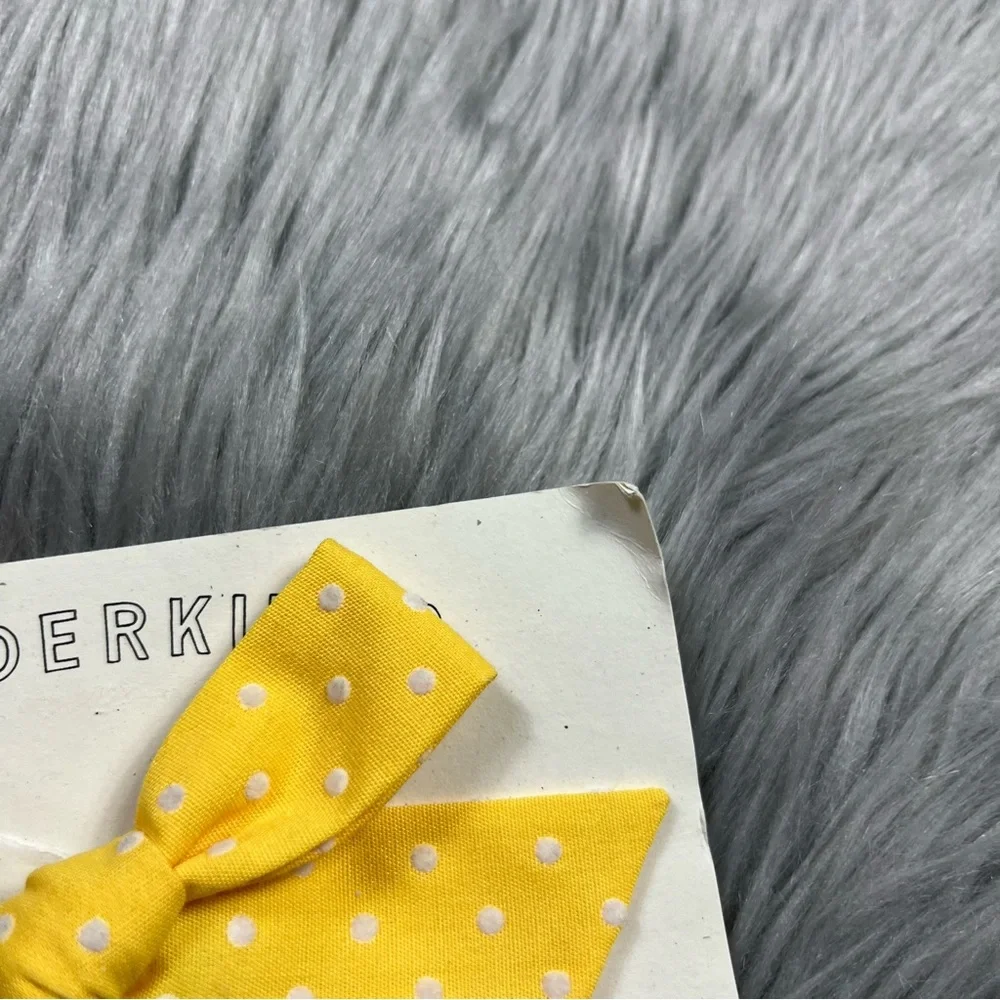 Wunderkin yellow Swiss dot bow clip